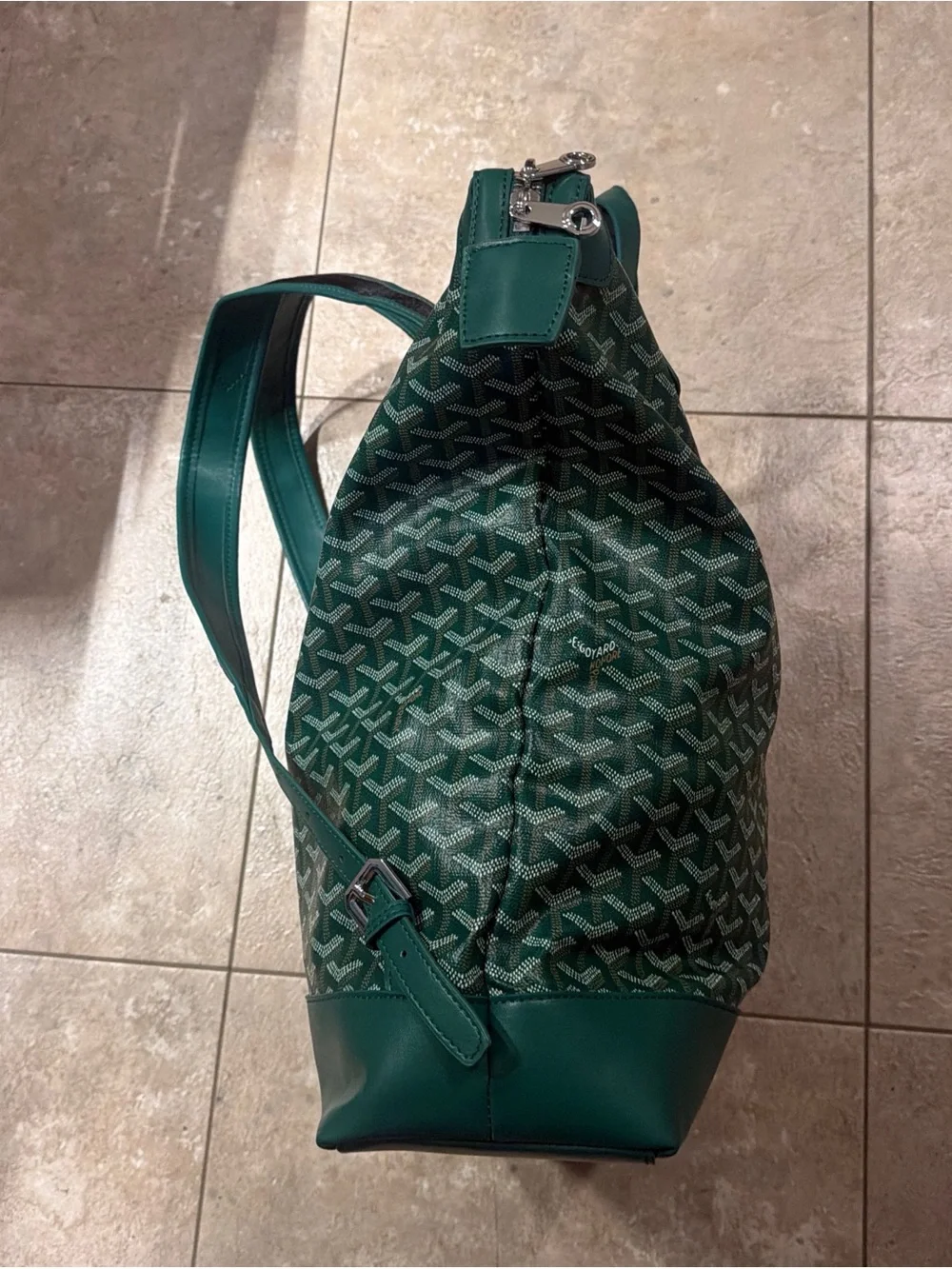 Green Patterned Backpack / Tote - Picture 5 of 6